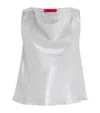 Max & Co Silk-blend Georgette Top In Grey