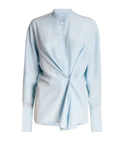 Max & Co Silk Button-detail Shirt In Blue