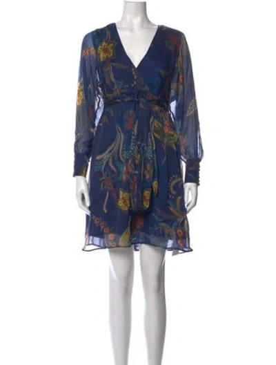 Pre-owned Max & Co Silk Mini Dress In Blue