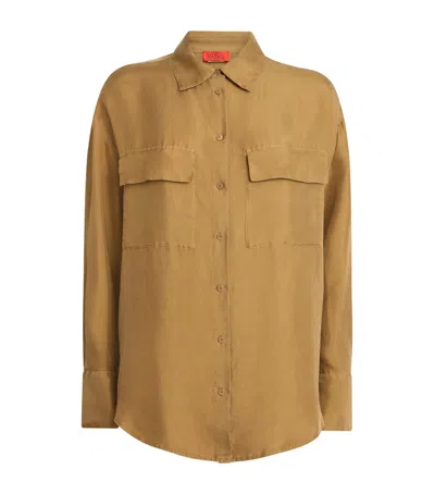 Max & Co . Silk Patch-pocket Shirt In Brown