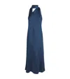 Max & Co Silk Scarf Midi Dress In Blue