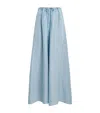 Max & Co Silk Shades Of Nature Wide-leg Trousers In Blue