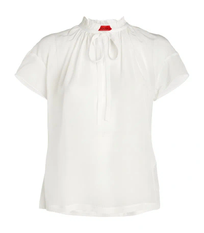 Max & Co Silk Tie-neck Blouse In White