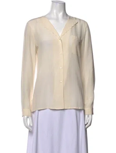 Pre-owned Max & Co Silk V-neck Blouse In Neutrals
