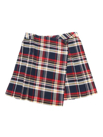 Max & Co Kids' Checked Cotton Skirt In Blue