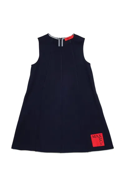 Max & Co Kids' Sleeveless Dress With Logo In Black