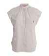 Max & Co Sleeveless Stripe Embroidered Shirt In White