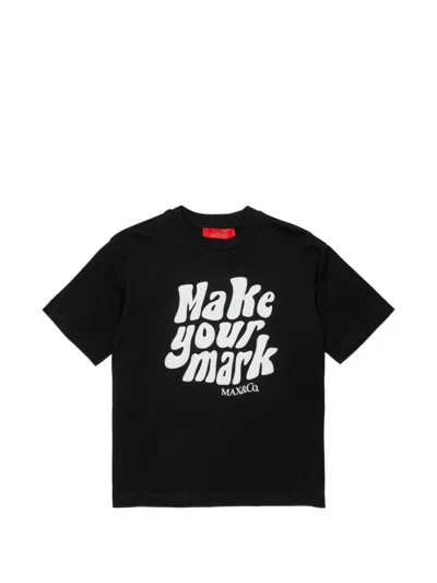 Max & Co Kids' Slogan-print T-shirt In Black