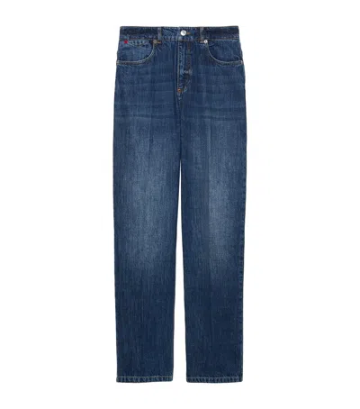 Max & Co . Straight Mid-wash Jeans In Navy