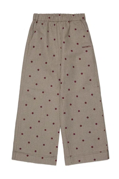 Max & Co Kids' Straight Pants In Polka Dot Houndstooth In Brown