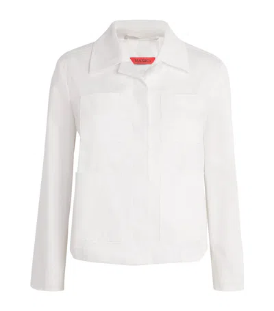 Max & Co Stretch-cotton Collared Jacket In White