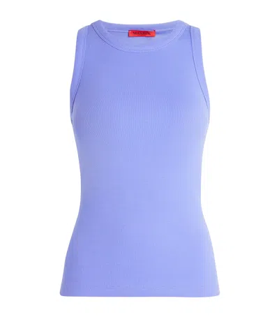 Max & Co Stretch-cotton Ribbed Tank Top In Blue