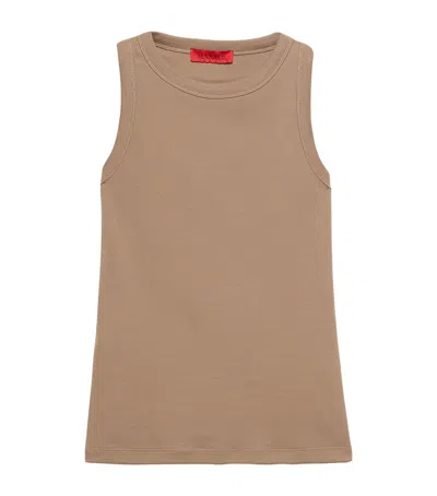 Max & Co . Stretch-cotton Tank Top In Brown