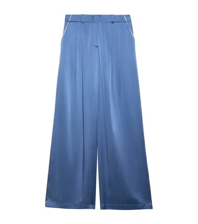 Max & Co . Stretch-silk Trousers In Blue