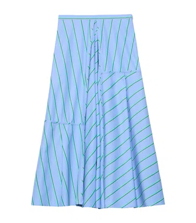 Max & Co . Stripe Asymmetric Midi Skirt In Blue