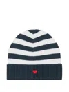 Max & Co Striped Beanie In Blue