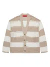 Max & Co Cardigan In Maglia Traforata A Righe In Brown