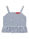 Max & Co Striped Crop Top In Blue