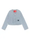 Max & Co Striped Denim Jacket In Blue