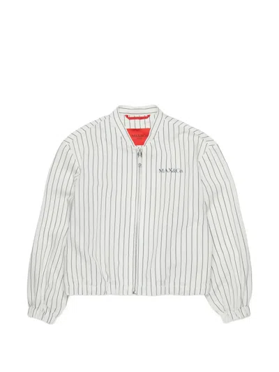Max & Co Kids' Striped Logo-detail Bomber Jacket In White
