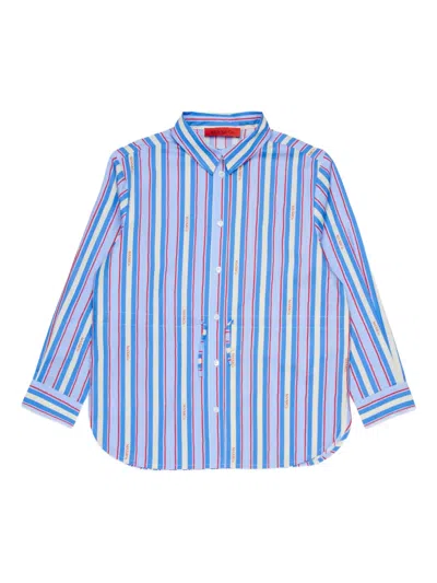 Max & Co Kids' Striped Logo Shirt In Blue
