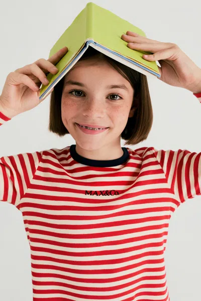 Max & Co Kids' Striped Long-sleeved T-shirt In Red