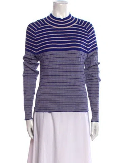 Pre-owned Max & Co Striped Mock Neck Sweater In Purple