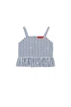 Max & Co Striped Crop Top In Blue