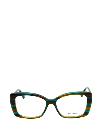 Max & Co Striped Rectangle-frame Glasses In Green