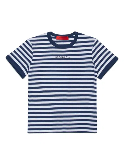 Max & Co Kids' Striped T-shirt In Blue