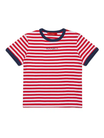 Max & Co Kids' Striped T-shirt In Red