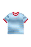 Max & Co Striped Logo T-shirt In Blue