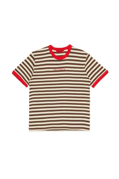 Max & Co Kids' Striped T-shirt With Logo In Multi