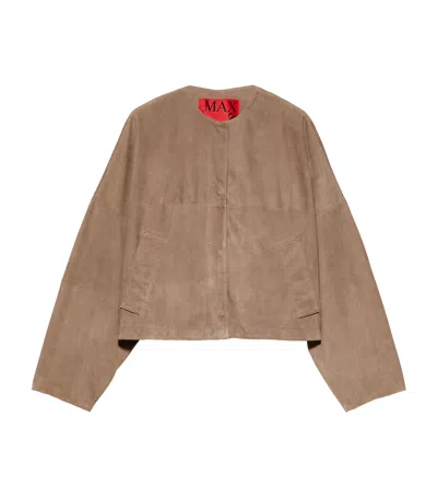 Max & Co . Suede Loose-fit Jacket In Brown