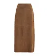 Max & Co Suede Midi Skirt In Brown
