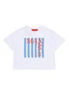 Max & Co Logo Striped-panel T-shirt In White