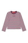 Max & Co Logo-print Striped T-shirt In Burgundy