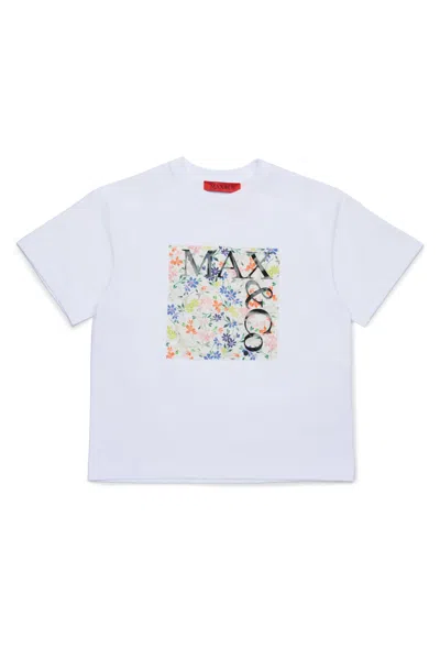 Max & Co Kids' T-shirt With Solid Floral Square In White