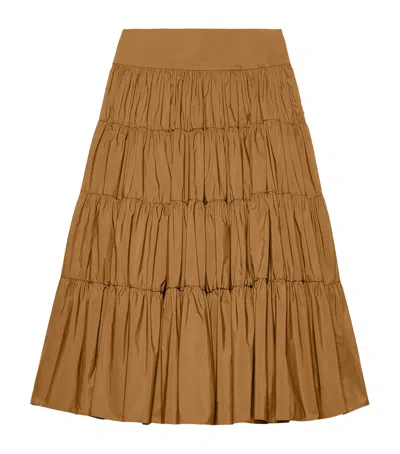 Max & Co . Taffeta Tiered Corolla Skirt In Brown