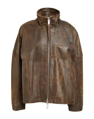 Max & Co . Tarocco Woman Jacket Brown Size 10 Lambskin