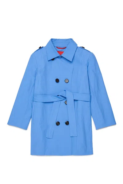 Max & Co Kids' Technical Cotton Trench Coat In Blue