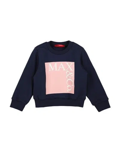 Max & Co Babies' . Toddler Girl Sweatshirt Navy Size 6 Cotton, Elastane In Blue