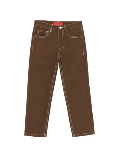 Max & Co Kids' Topstitching Trousers In Brown