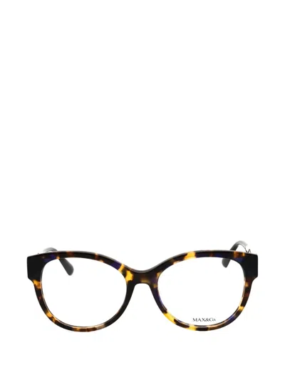 Max & Co Tortoiseshell-effect Round-frame Glasses In Black