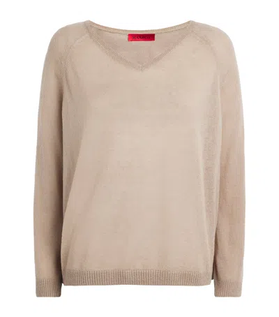 Max & Co V-neck Sweater In Beige