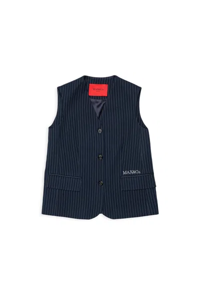 Max & Co Kids' Vest With Logo In Blue