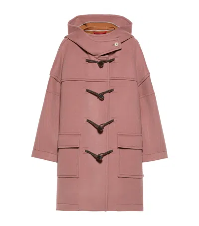 Max & Co . Virgin Wool Blend Hooded Duffle Coat In Pink