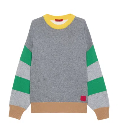 Max & Co . Virgin Wool Block-colour Sweater In Gray