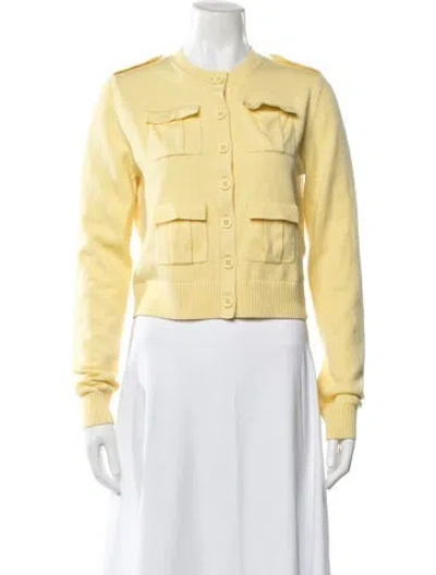Pre-owned Max & Co Virgin Wool Crew Neck Sweater In Yellow
