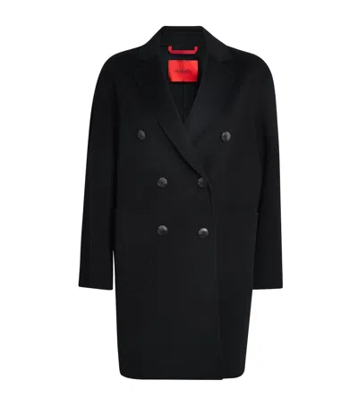 Max & Co Virgin Wool Double-breasted Coat In Black